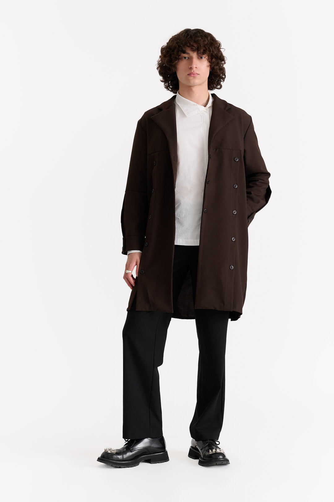 Multiple Button Placket Trench Coat