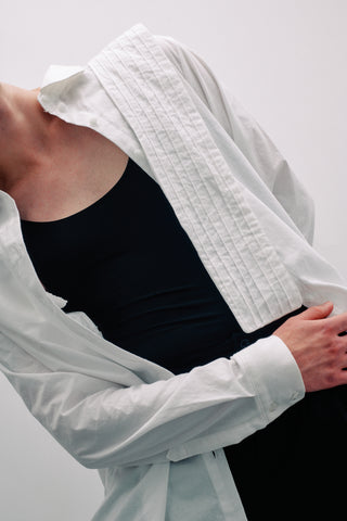 Asymmetrical Pleated Open Back Shirt
