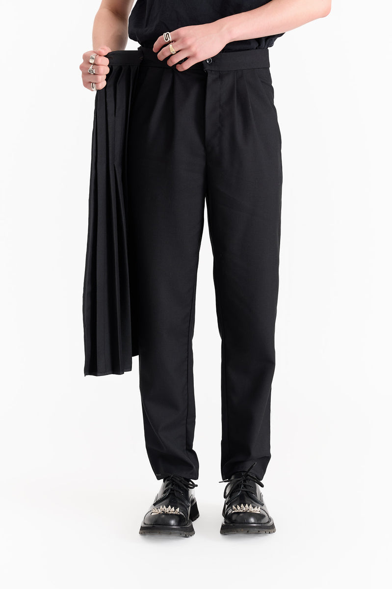 Detachable Pleated Panel Dress Pants