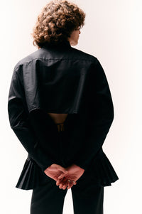 Pleated Panel Flared Dress Shirt