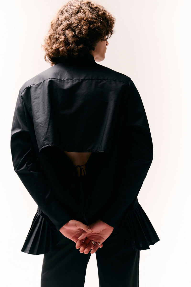 Pleated Panel Flared Dress Shirt