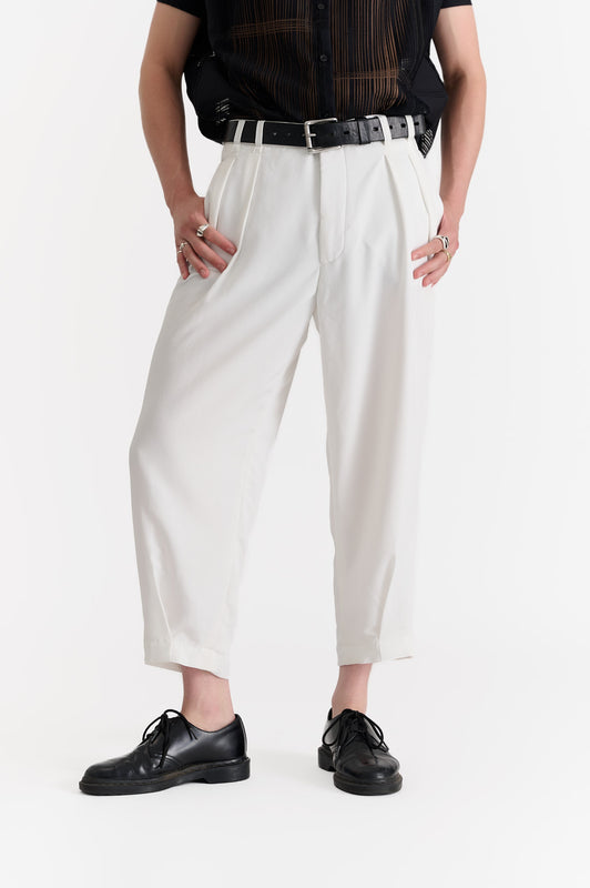 Cropped Pleated Trousers