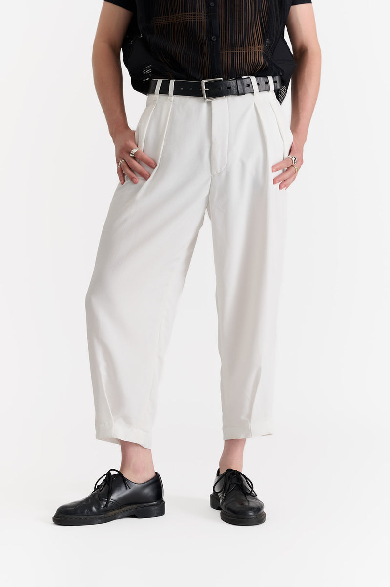 Cropped Pleated Trousers