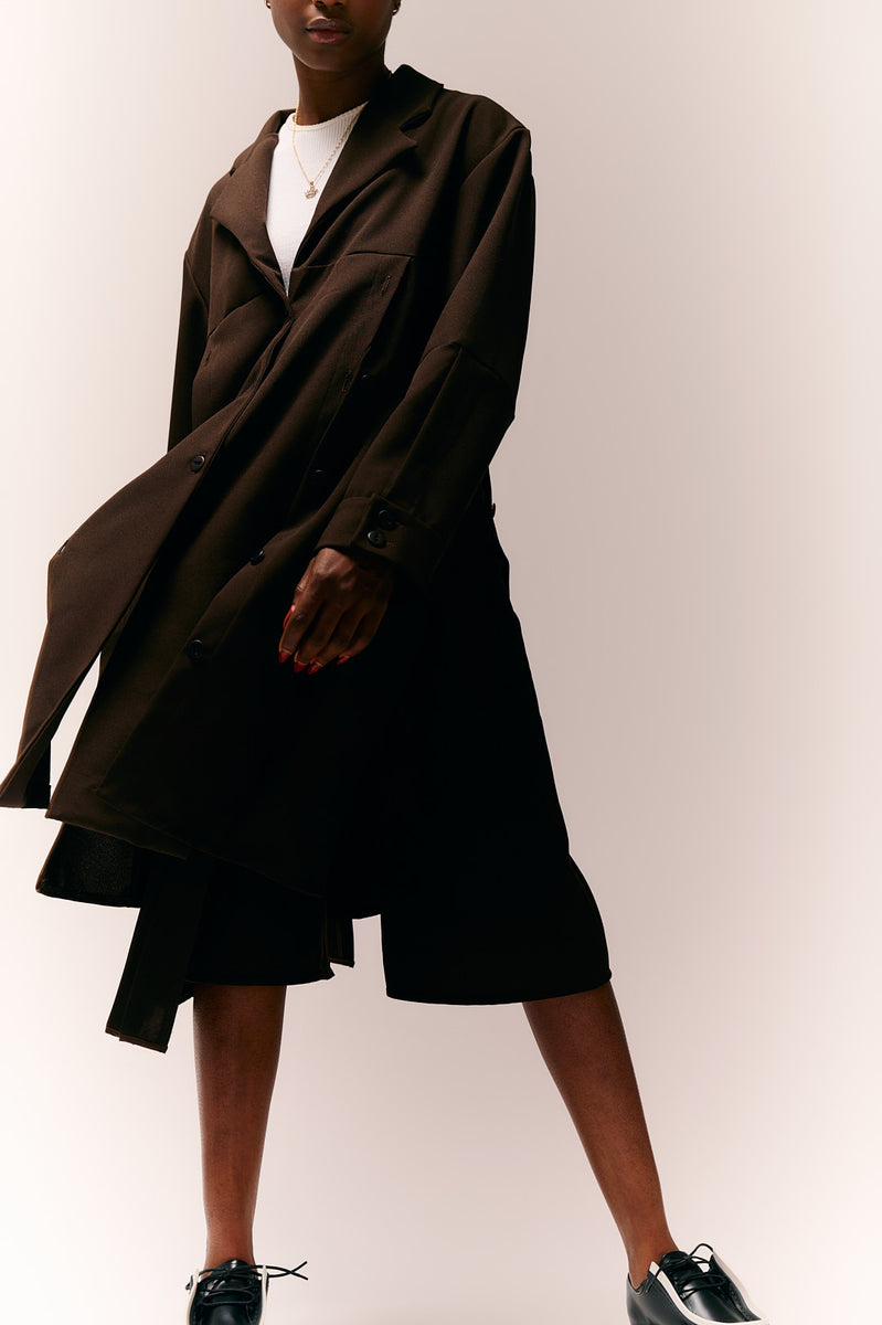Multiple Button Placket Trench Coat