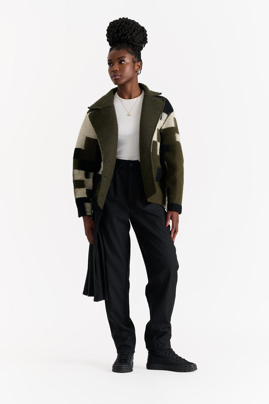 Cropped Pixelated Cameo Coat