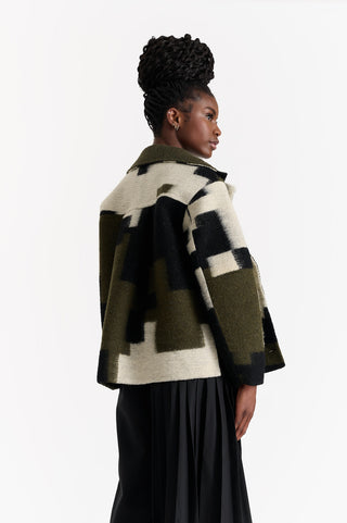 Cropped Pixelated Cameo Coat