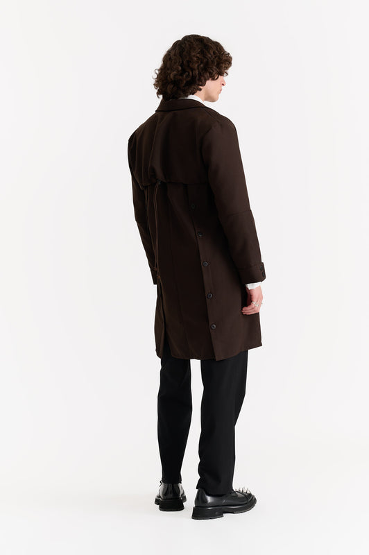 Multiple Button Placket Trench Coat