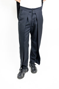 Solid Fold Pleated Pants