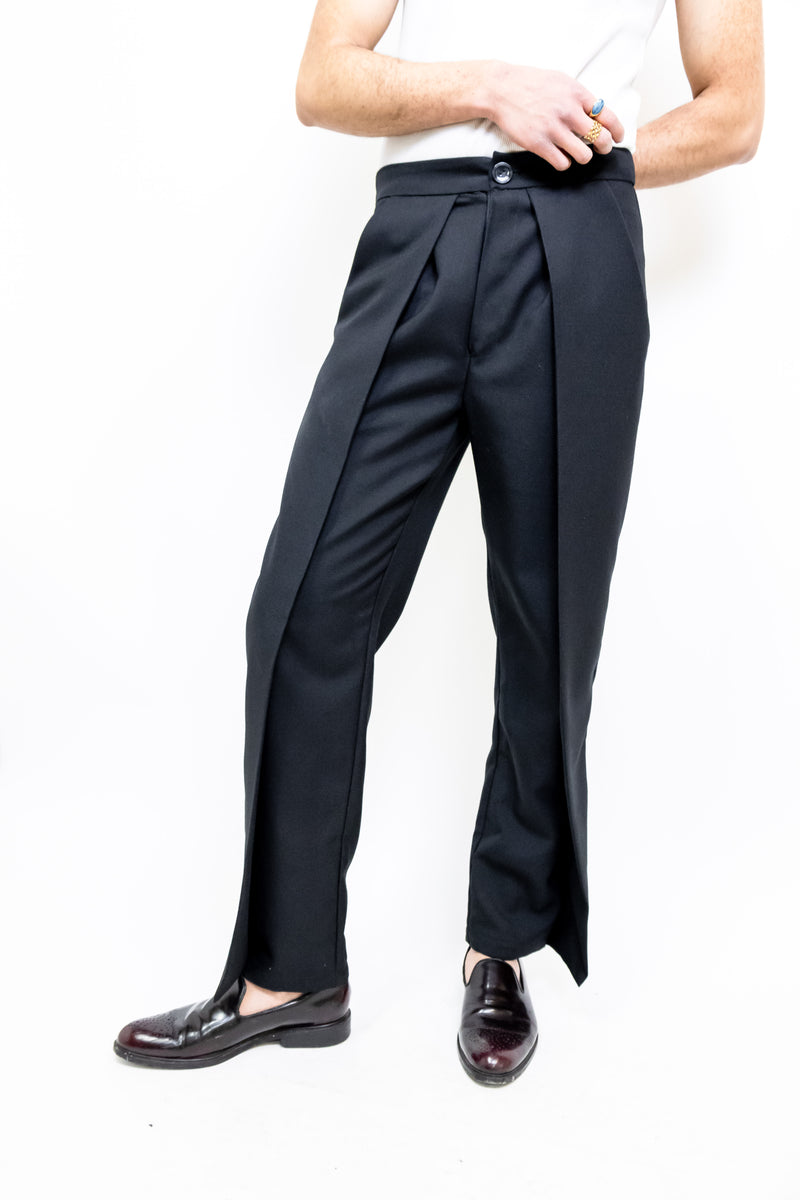 Solid Fold Pleated Pants