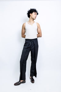 Solid Fold Pleated Pants
