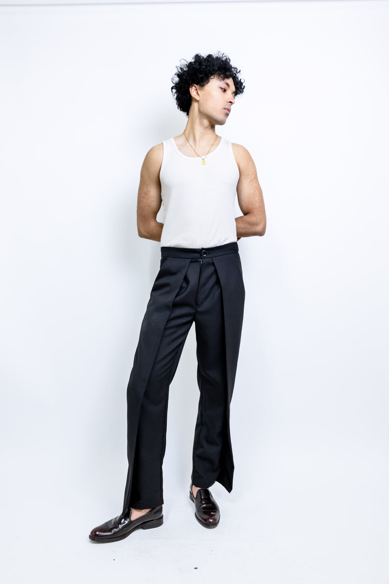 Solid Fold Pleated Pants