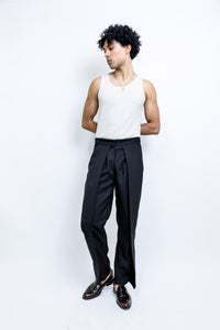 Solid Fold Pleated Pants