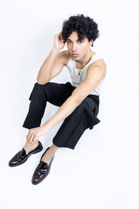 Solid Fold Pleated Pants