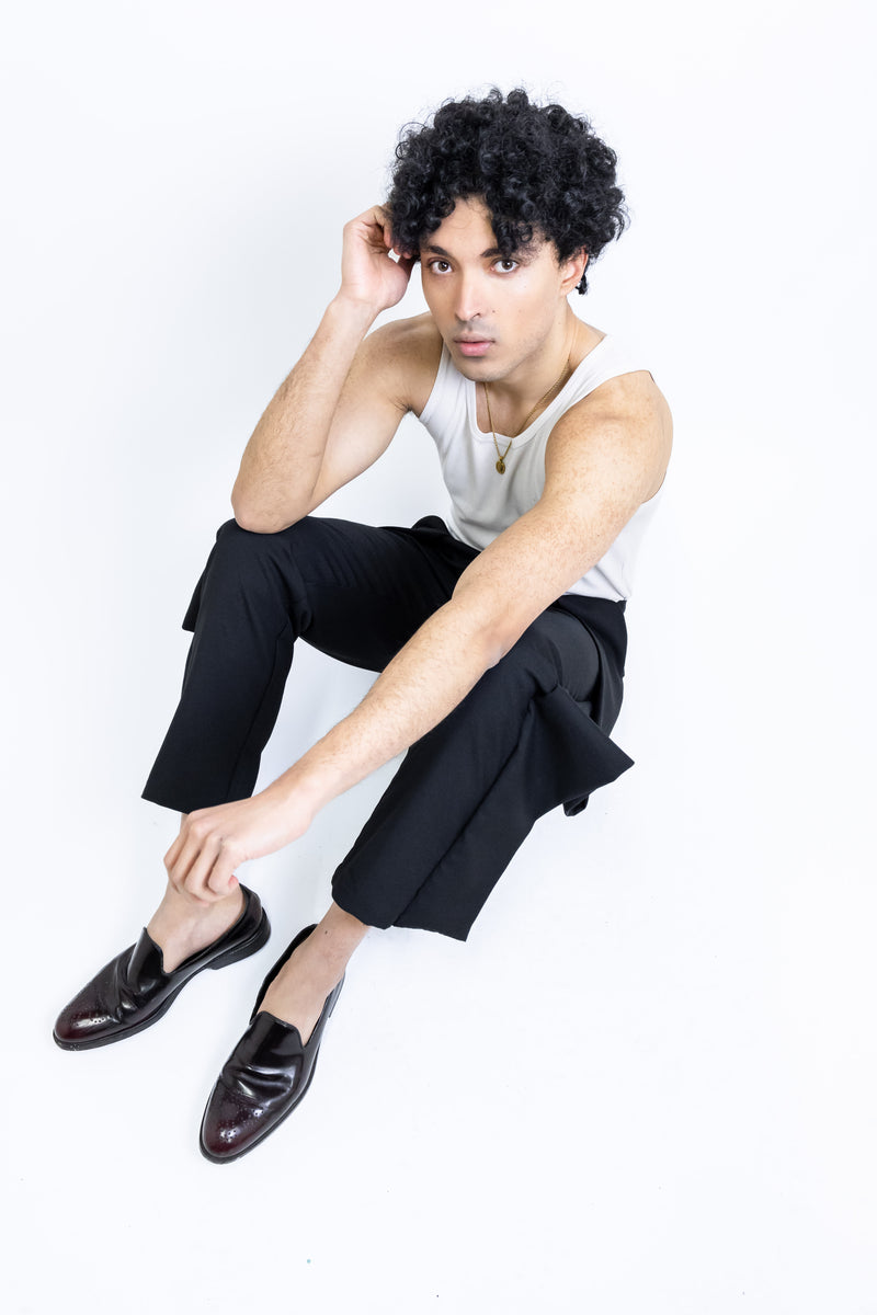 Solid Fold Pleated Pants