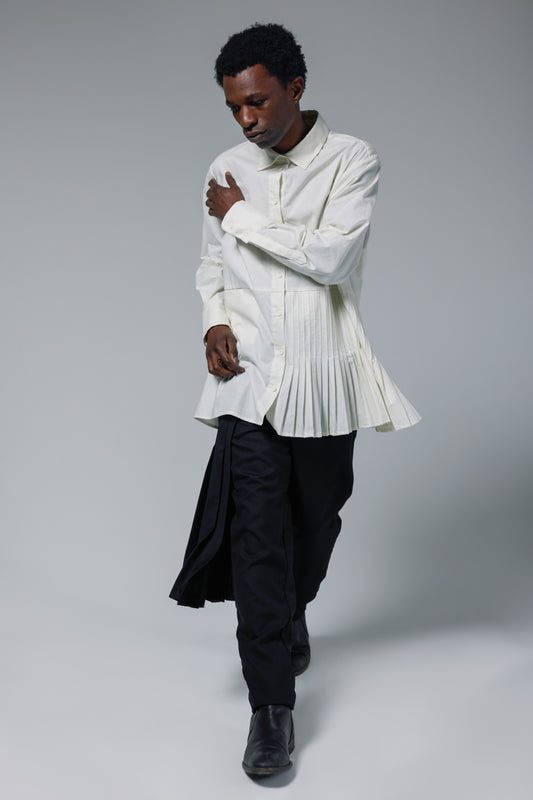 Asymmetrical Ivory Dress Shirt
