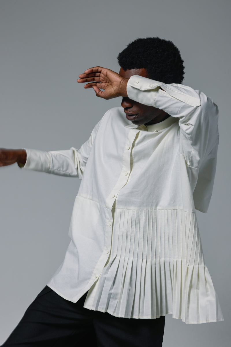 Asymmetrical Ivory Dress Shirt