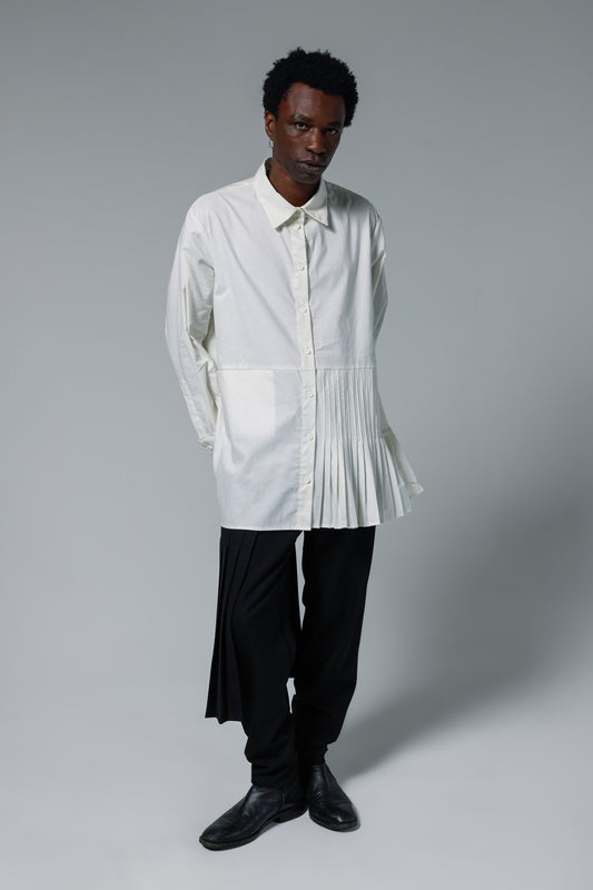 Asymmetrical Ivory Dress Shirt