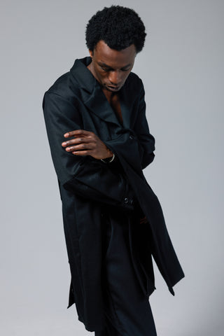 Wool Multiple Button Placket Trench