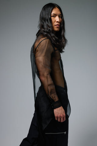 Silk Organza Open Back Blouse