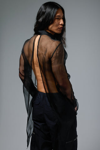 Silk Organza Open Back Blouse