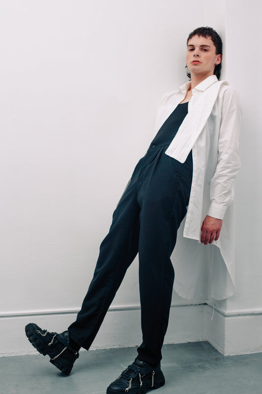 Asymmetrical Pleated Open Back Shirt