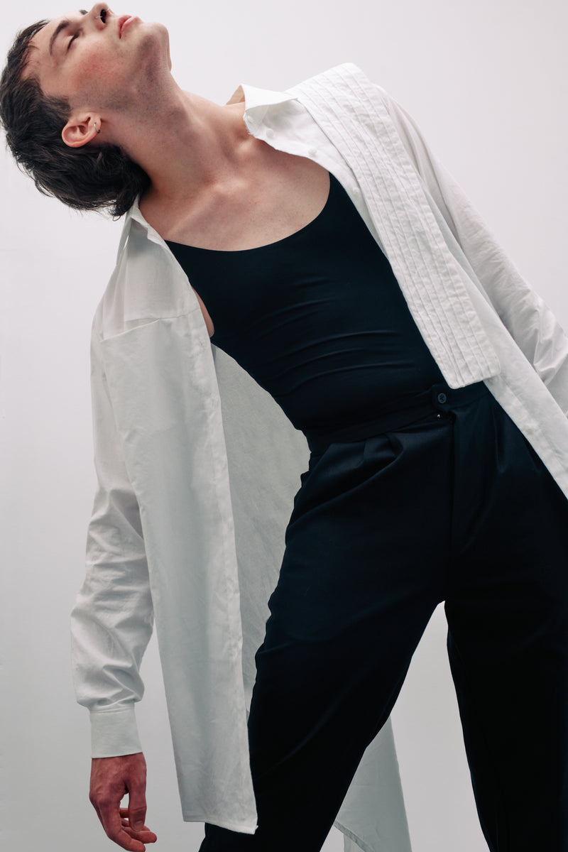 Asymmetrical Pleated Open Back Shirt